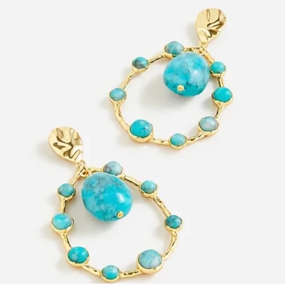 J.Crew Olivia Semiprecious Stone Statement Earrings Dusty Shale Aqua Jadeite NWT